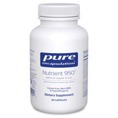 Pure Encapsulations Nutrient 950 bottle front view highlights hypoallergenic multivitamin.