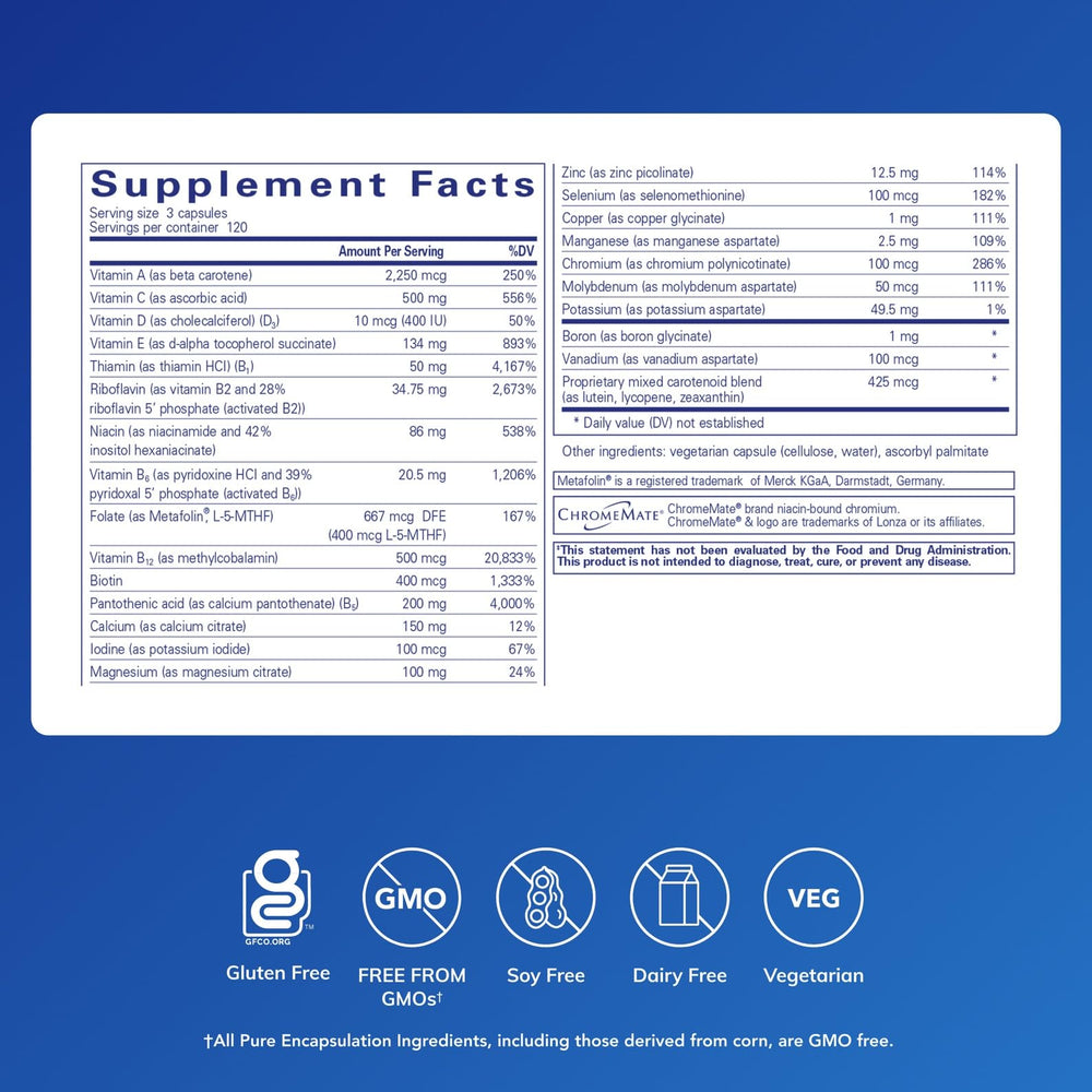 Pure Encapsulations Nutrient 950 capsules closeup showing easy-to-swallow tablets