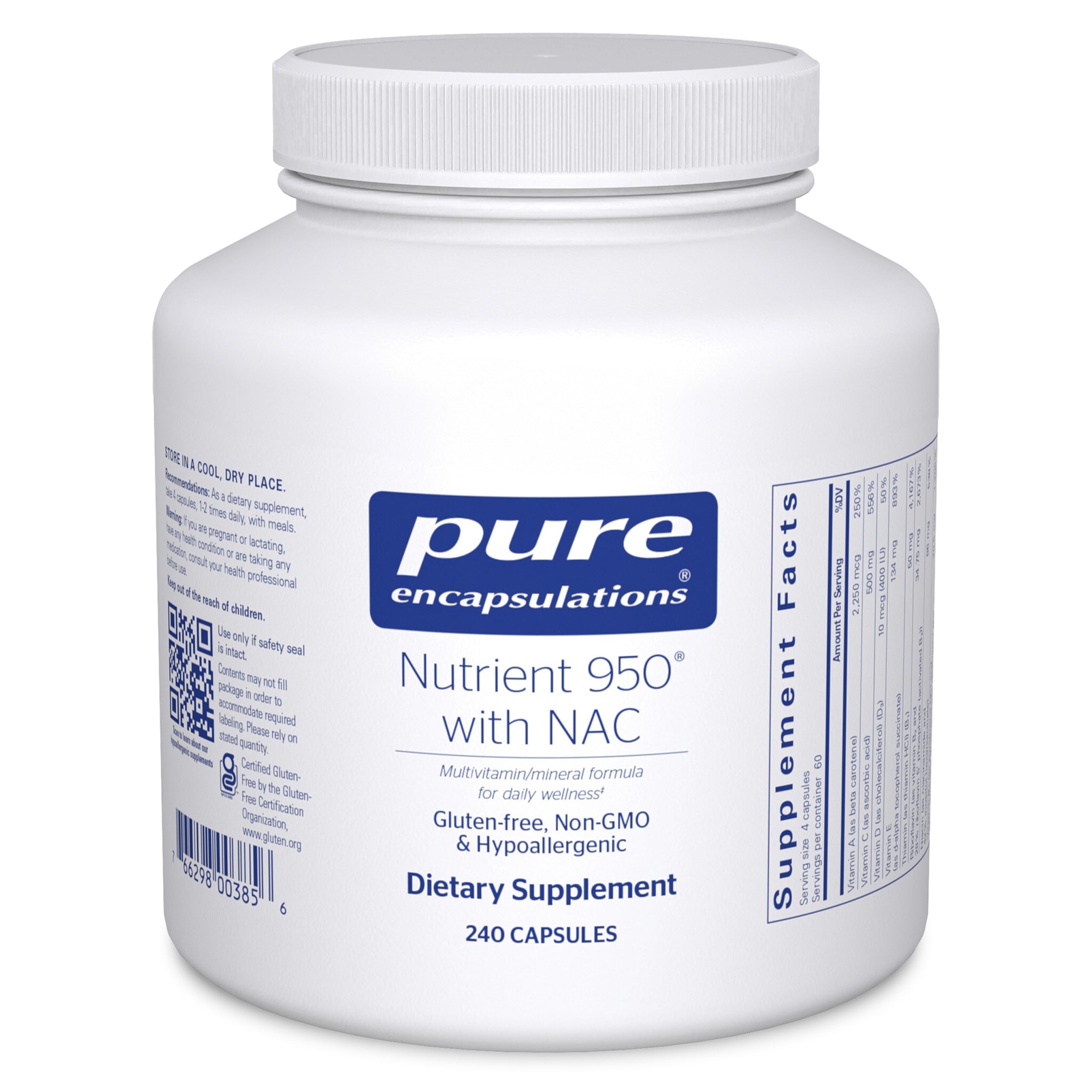 Pure Encapsulations Nutrient 950 with NAC bottle for daily immune-friendly support.