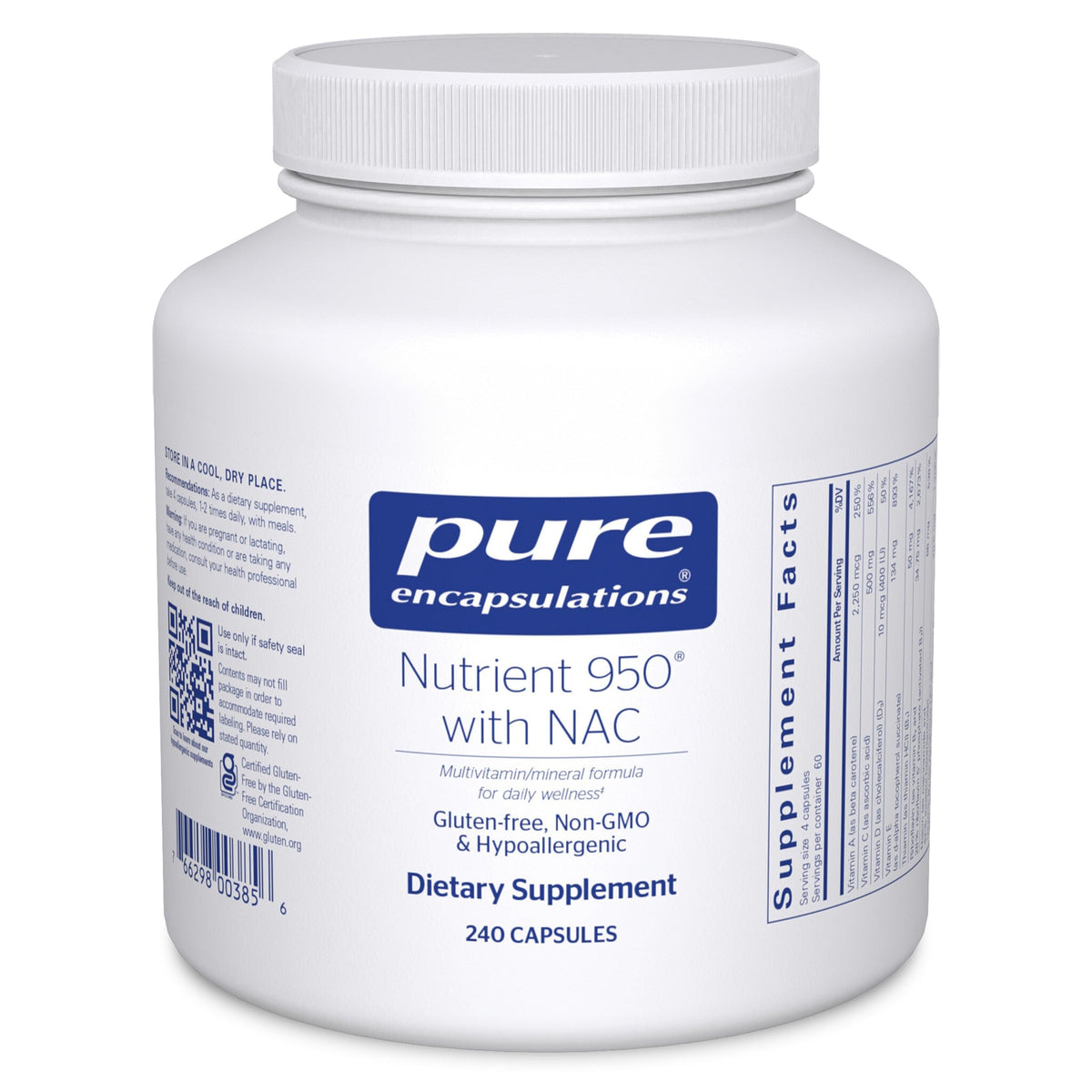 Pure Encapsulations Nutrient 950 with NAC bottle for daily immune-friendly support.
