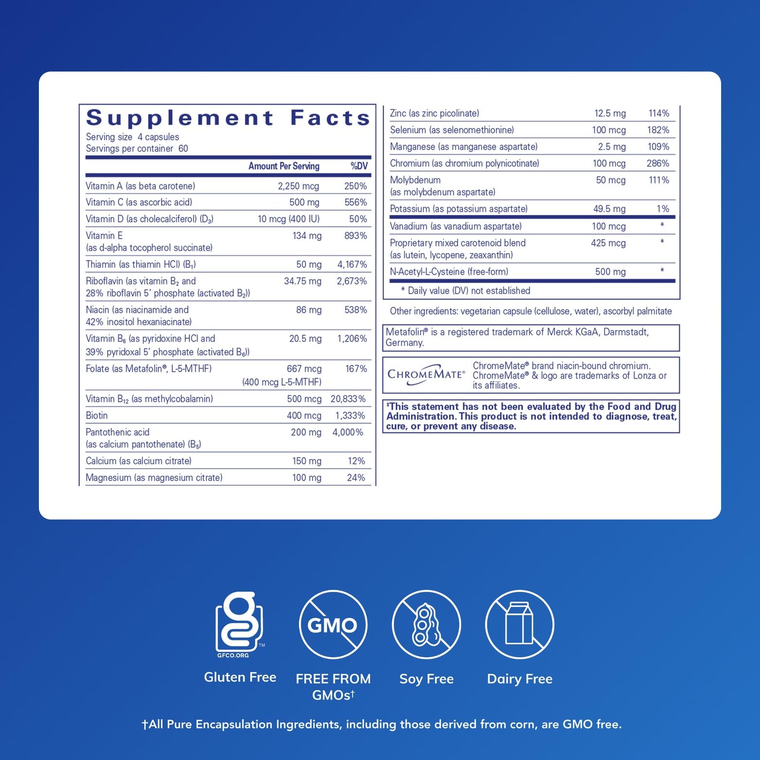 Nutrient 950 with NAC label close-up highlighting purity and hypoallergenic ingredients.