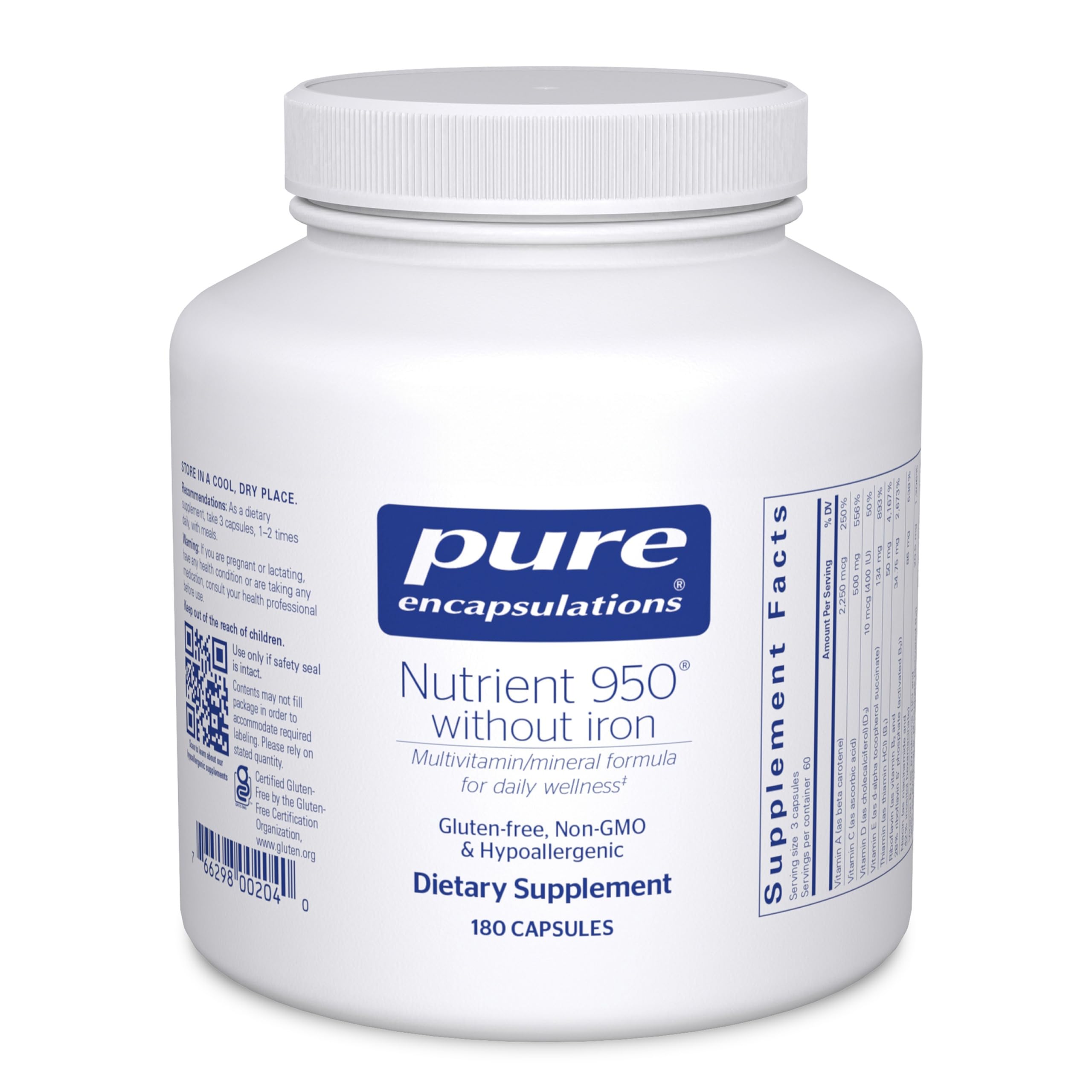 Pure Encapsulations Nutrient 950 Without Iron bottle for daily nutrition