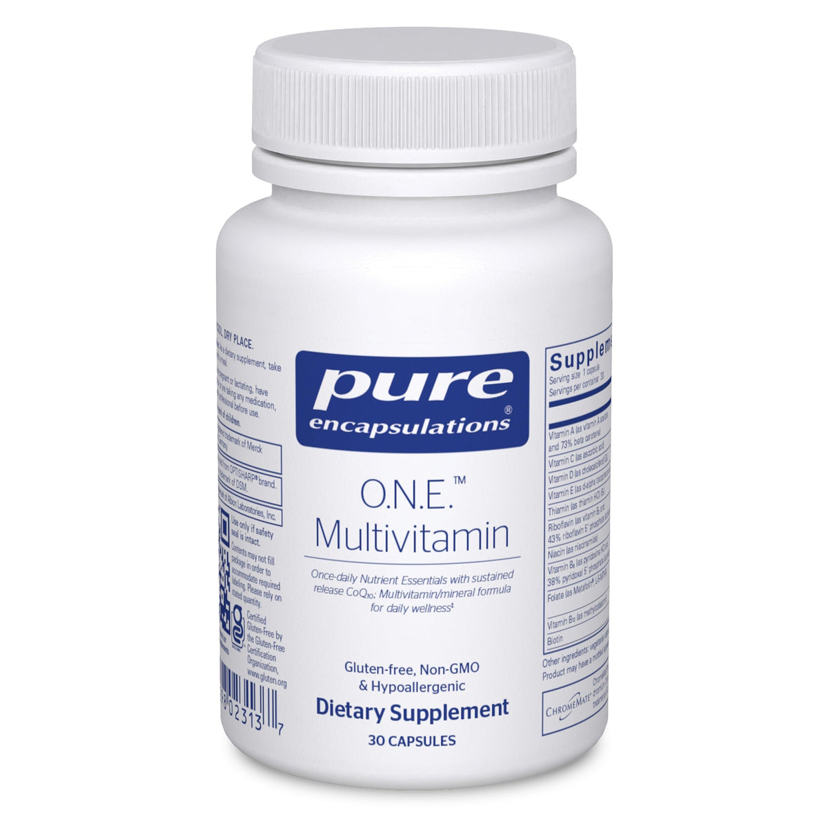 Pure Encapsulations O.N.E. multivitamin bottle front for daily wellness support.