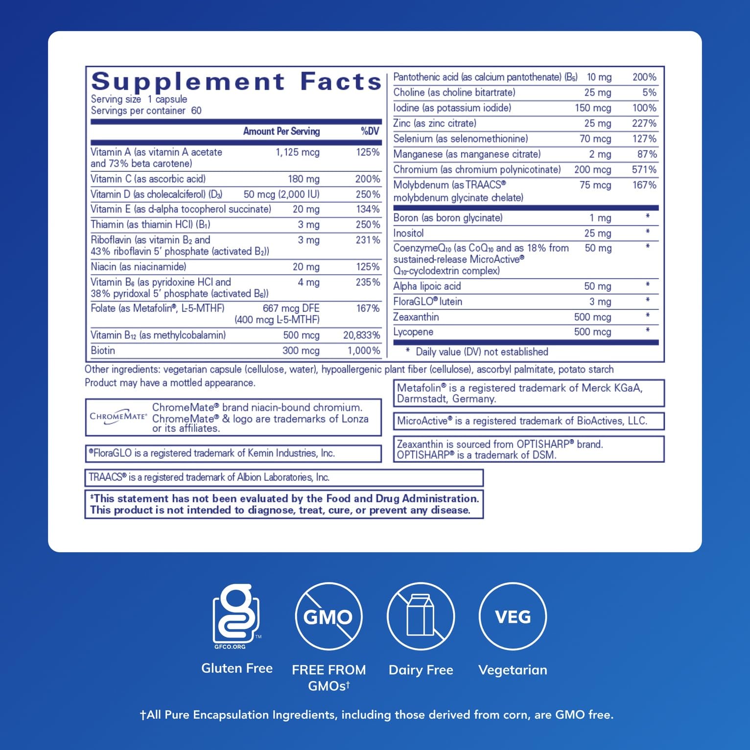 Pure Encapsulations O.N.E. capsules closeup highlighting CoQ10 inclusion