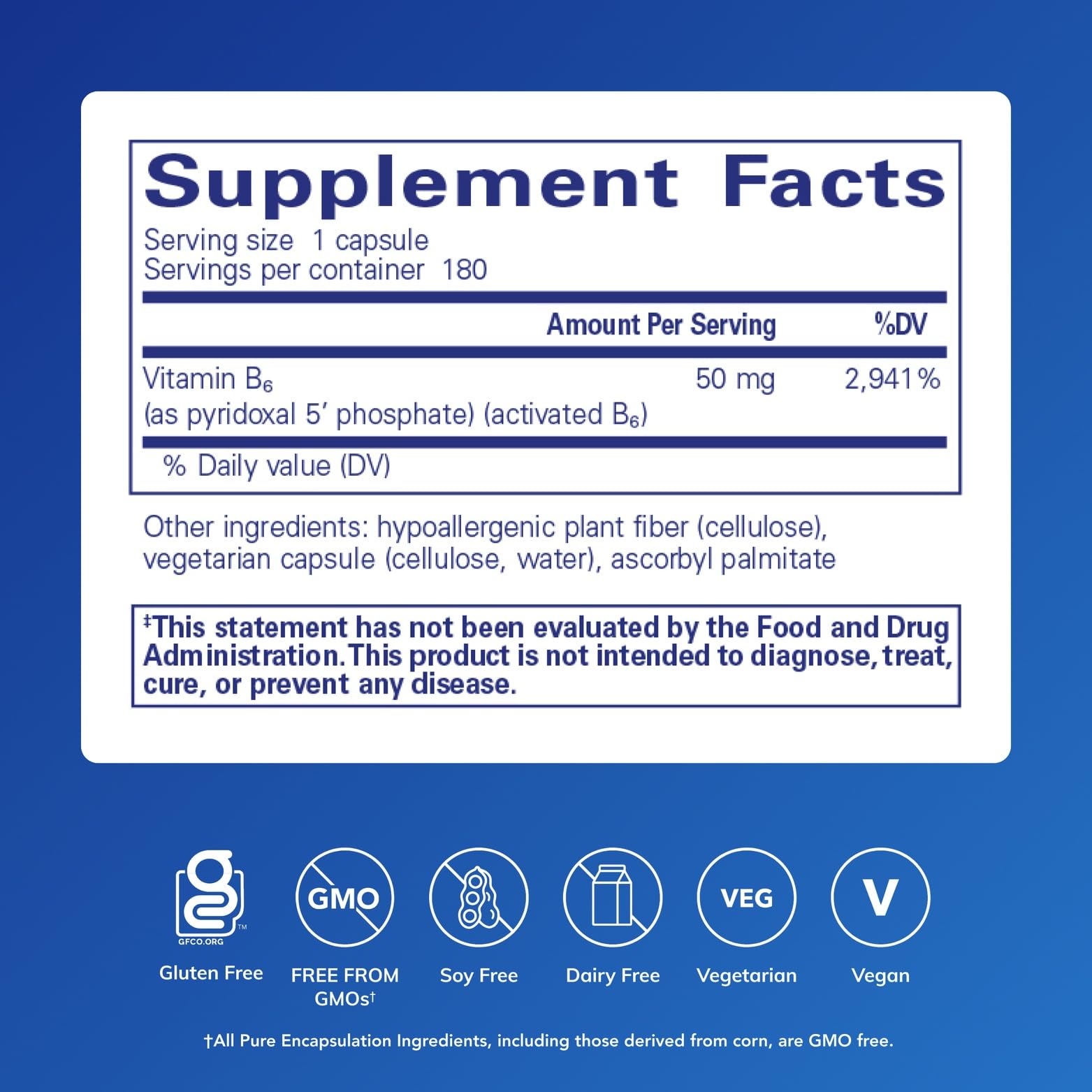 Pure Encapsulations P5P 50 bottle side view highlighting compact packaging for brain health support