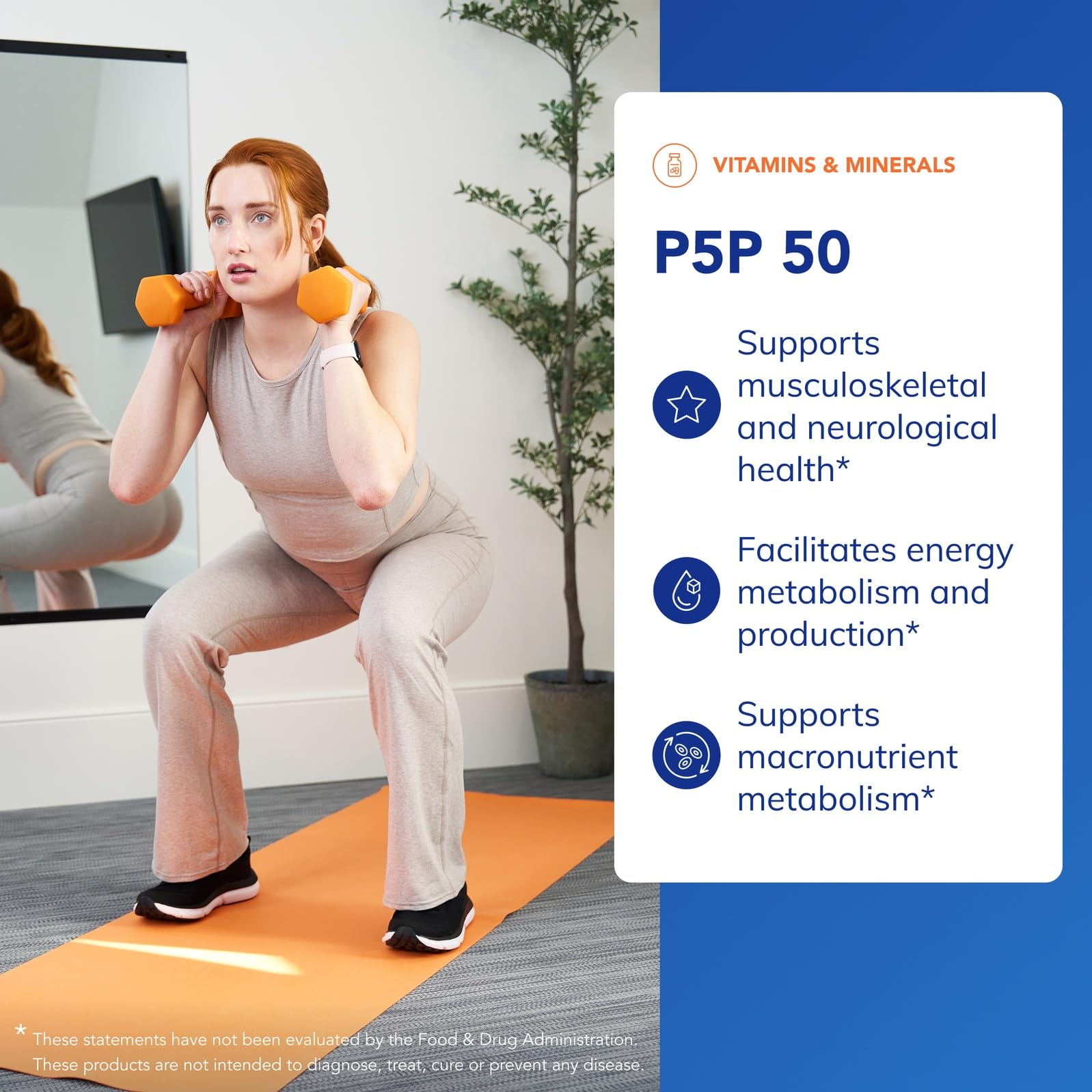 Pure Encapsulations P5P 50 label close-up emphasizing active B6 and gluten-free design