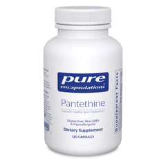 Pure Encapsulations Pantethine bottle for daily lipid metabolism support.