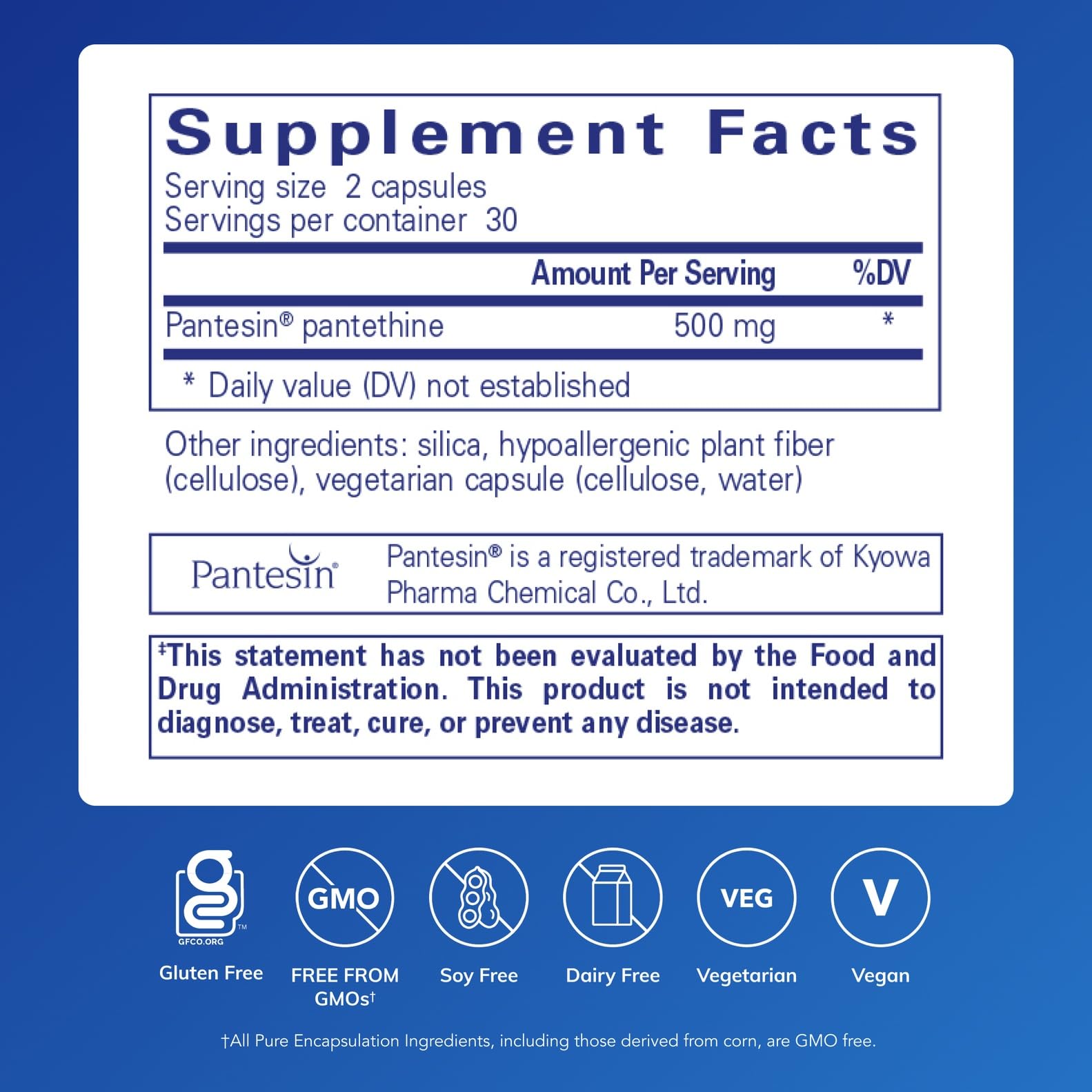 Pantethine label closeup highlighting purity and CoA relevance for lipids