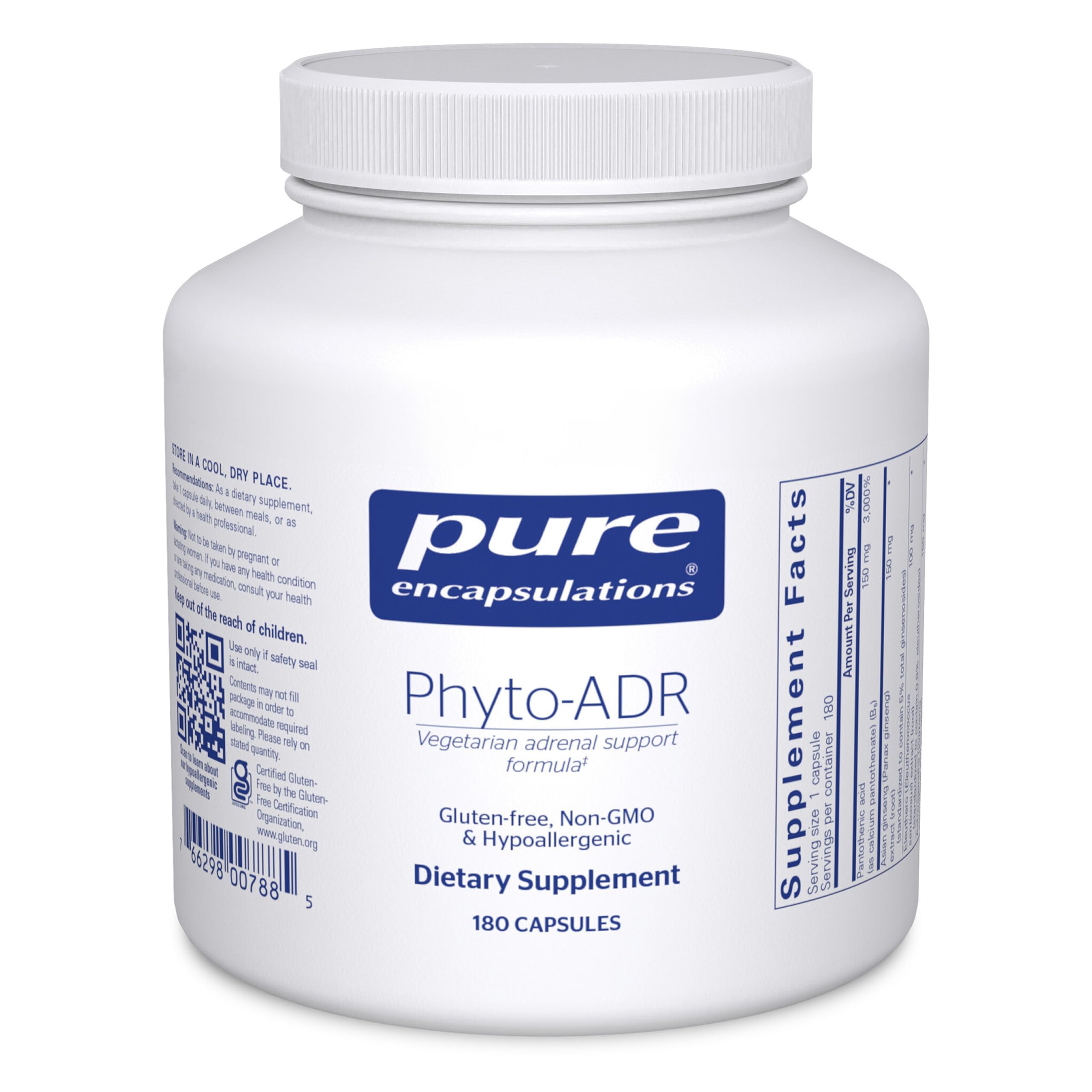 Pure Encapsulations Phyto-ADR adrenal support capsules, plant-based formula for occasional stress.
