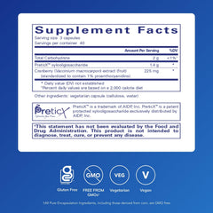 Poly-Prebiotic capsules closeup highlighting blend supporting gut microflora.