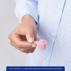 Pure Encapsulations Poly-Prebiotic Powder pour highlights smooth mixing with liquid.