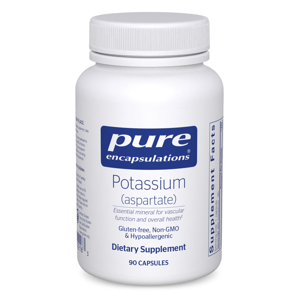 Pure Encapsulations Potasio Aspartato cápsulas: apoyo a nervios y contracción muscular.