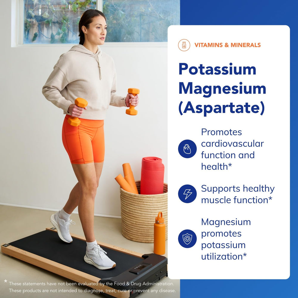 Pure Encapsulations Potassium Magnesium (Aspartate) label showing purity and allergen-free formulation.