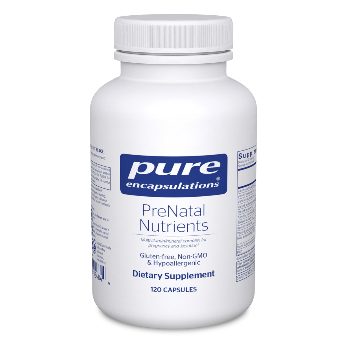 Pure Encapsulations PreNatal Nutrients bottle for prenatal support