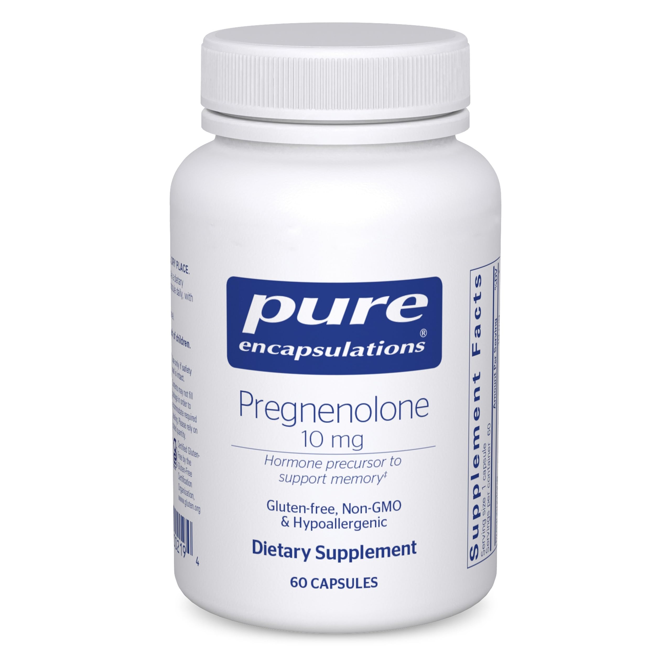 Pure Encapsulations Pregnenolone 10 mg capsules in bottle support memory