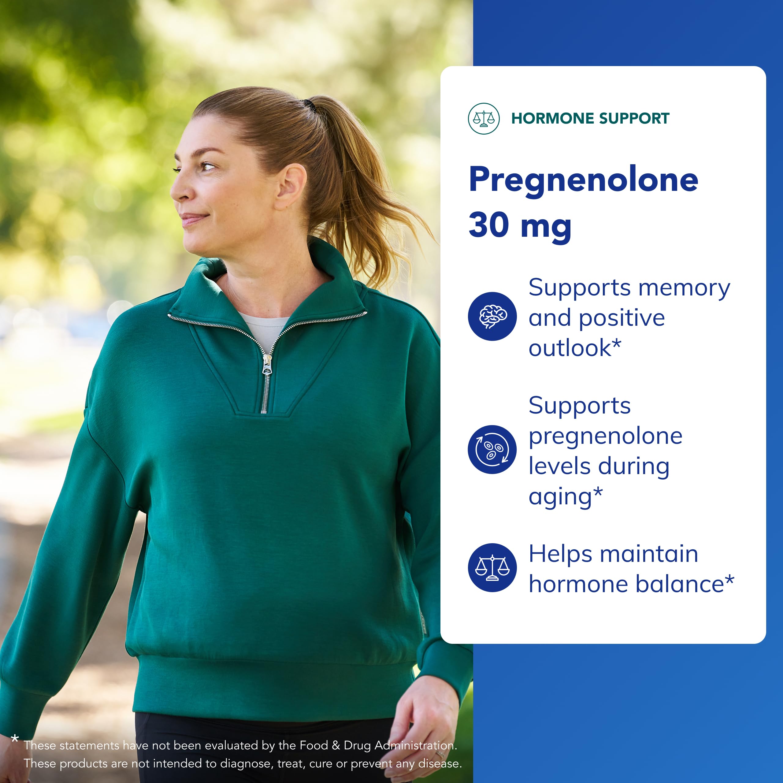 Label detail of Pure Encapsulations Pregnenolone 30 mg with dosage options visible