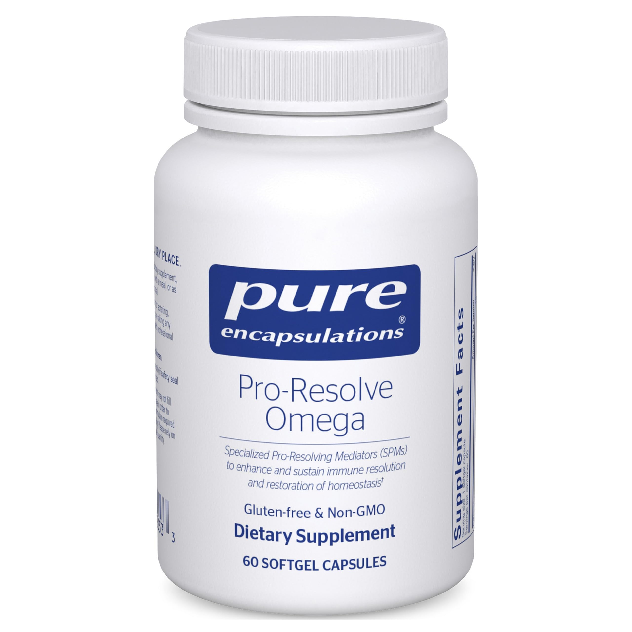 Pure Encapsulations Pro-Resolve Omega bottle displaying omega-3 blend for heart health support