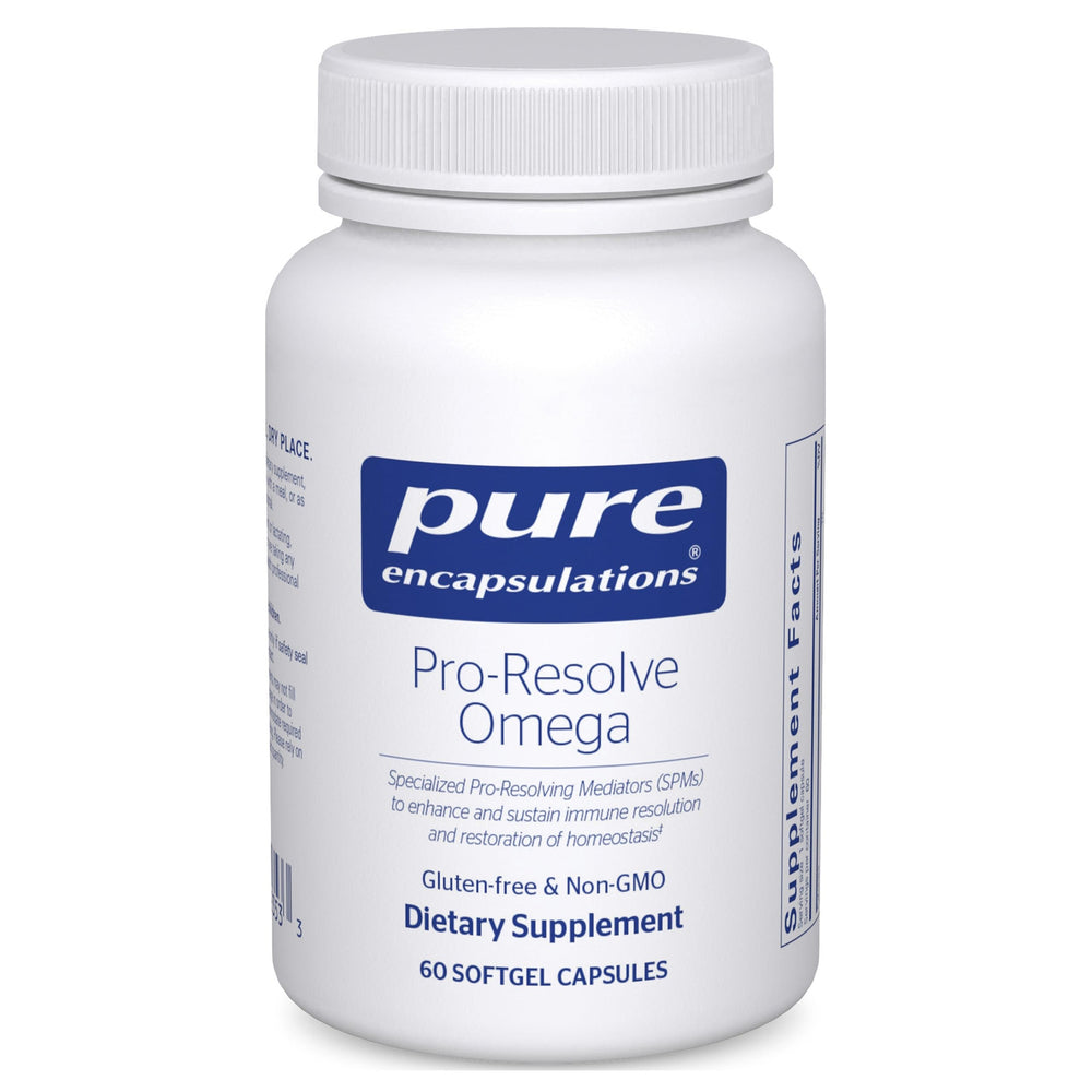 Pure Encapsulations Pro-Resolve Omega bottle displaying omega-3 blend for heart health support