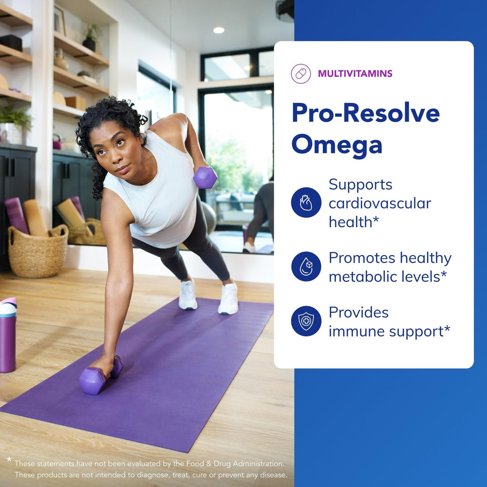 Ingredients panel showing DPA and SPM-focused marine oils in Pro-Resolve Omega