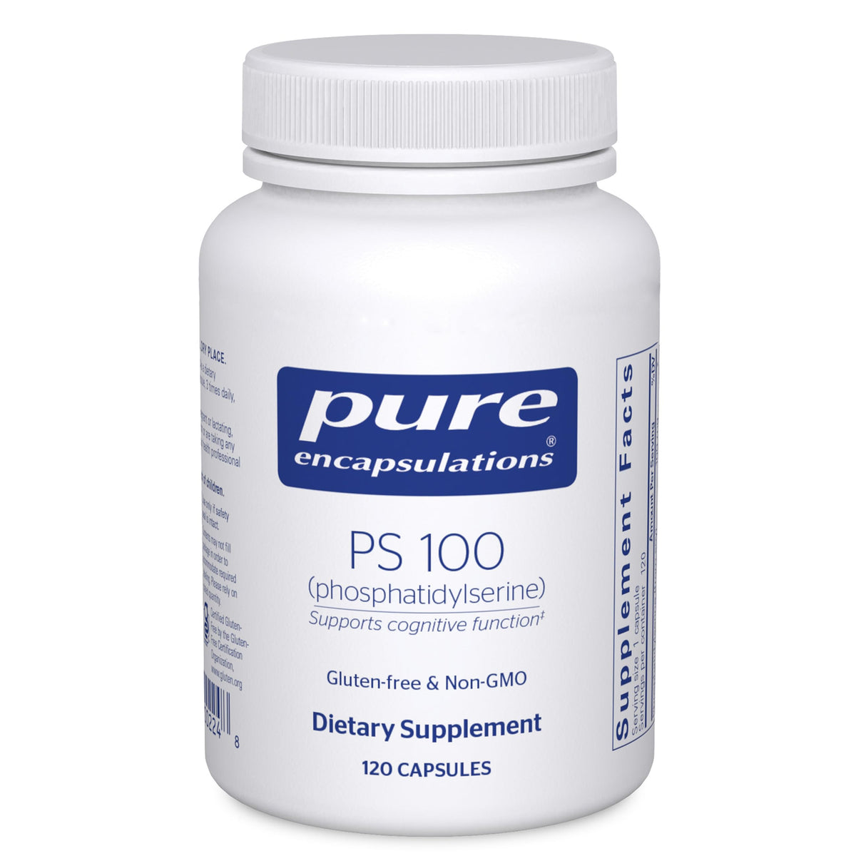 Pure Encapsulations PS100 bottle front suggesting cognitive support potential