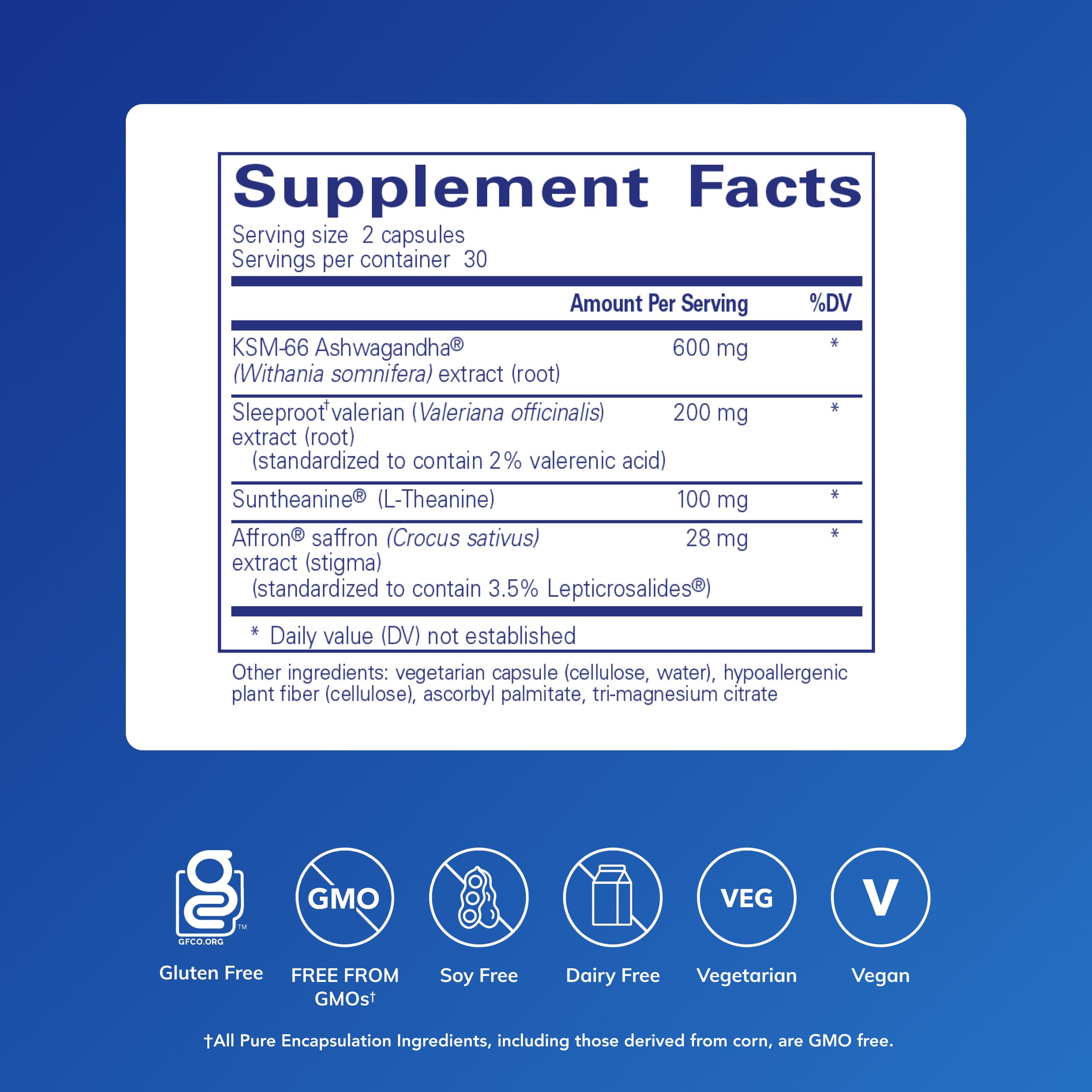 Pure Sleep label close-up highlights calming formula for restful evenings.