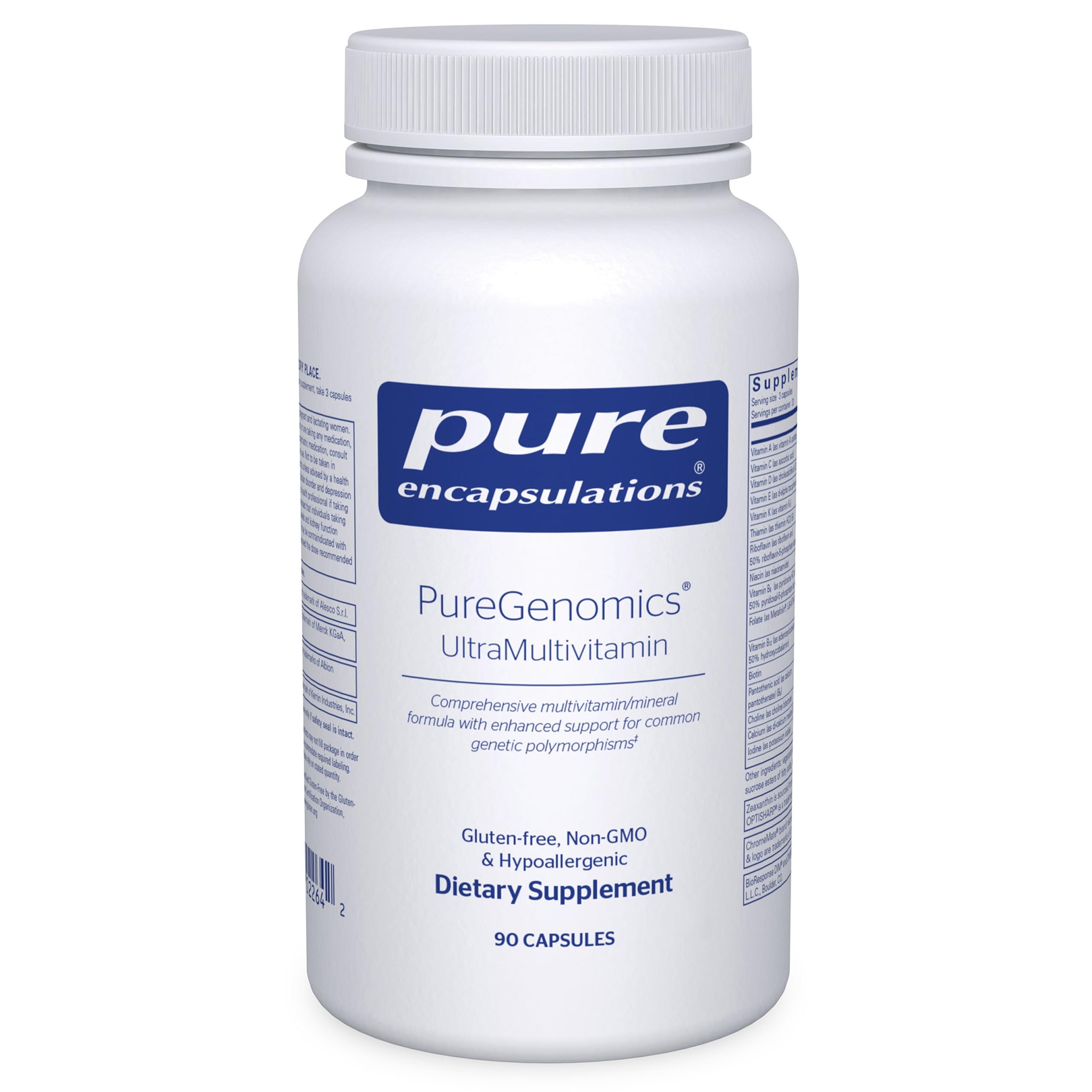 Pure Encapsulations PureGenomics UltraMultivitamin bottle supports common genetic polymorphisms.