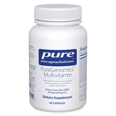 Pure Encapsulations PureGenomics bottle closed for daily wellness support.