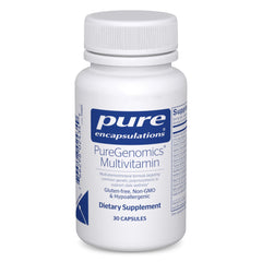 Pure Encapsulations PureGenomics multivitamin bottle showcases its comprehensive nutrient blend for daily wellness.