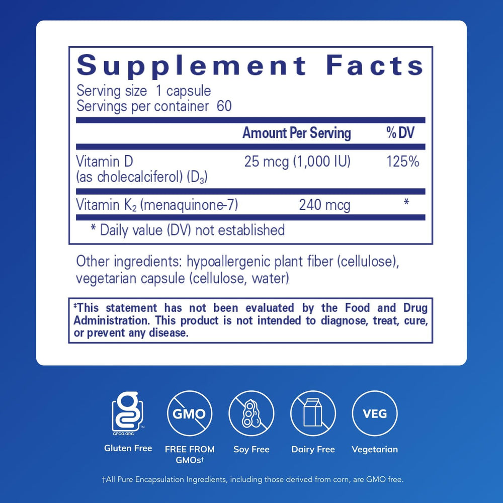 Pure Encapsulations PureHeart K2D capsules on a white surface for daily heart support