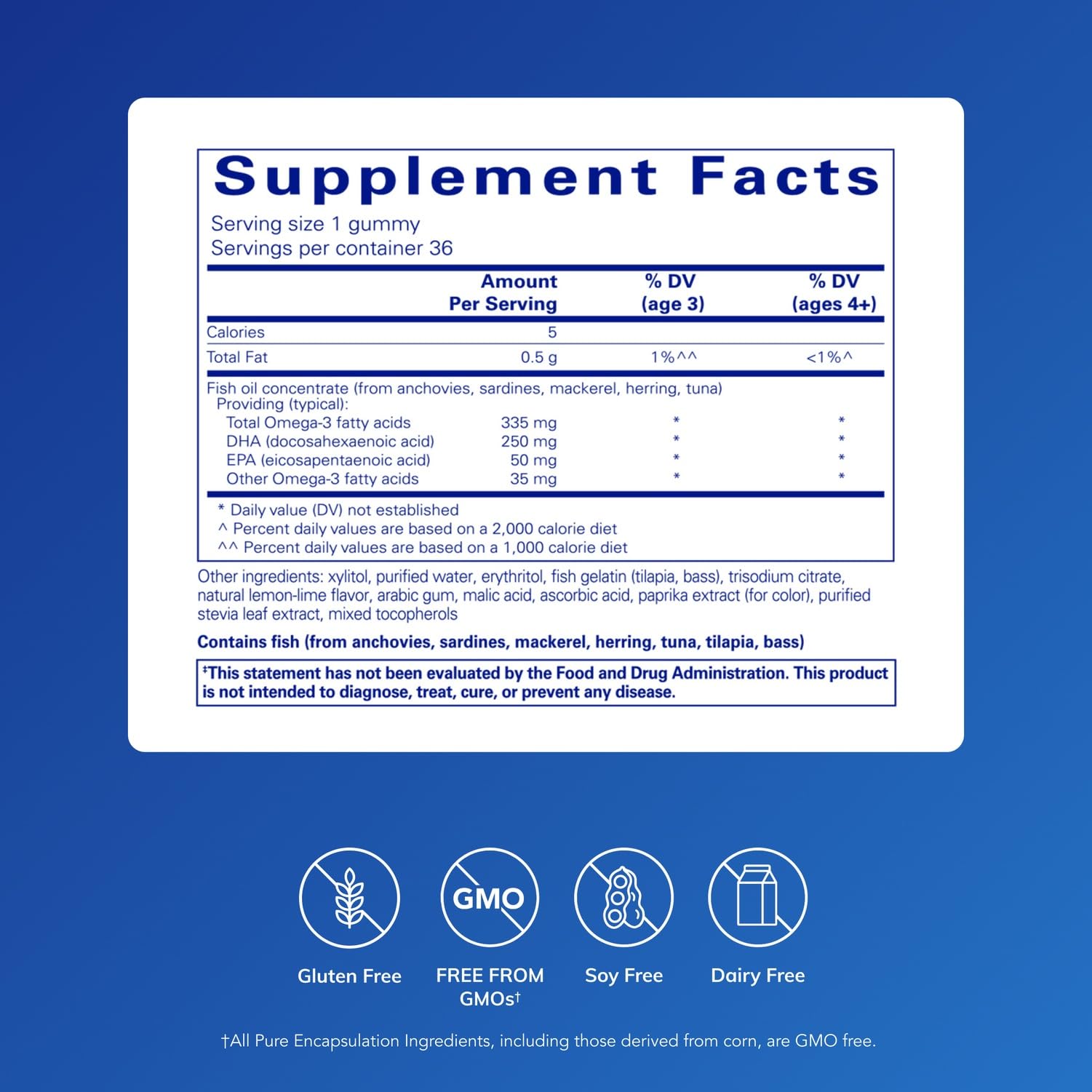 Gummies from Pure Encapsulations PureNutrients EPA/DHA Gummy show lemon-lime flavor and easy chew.
