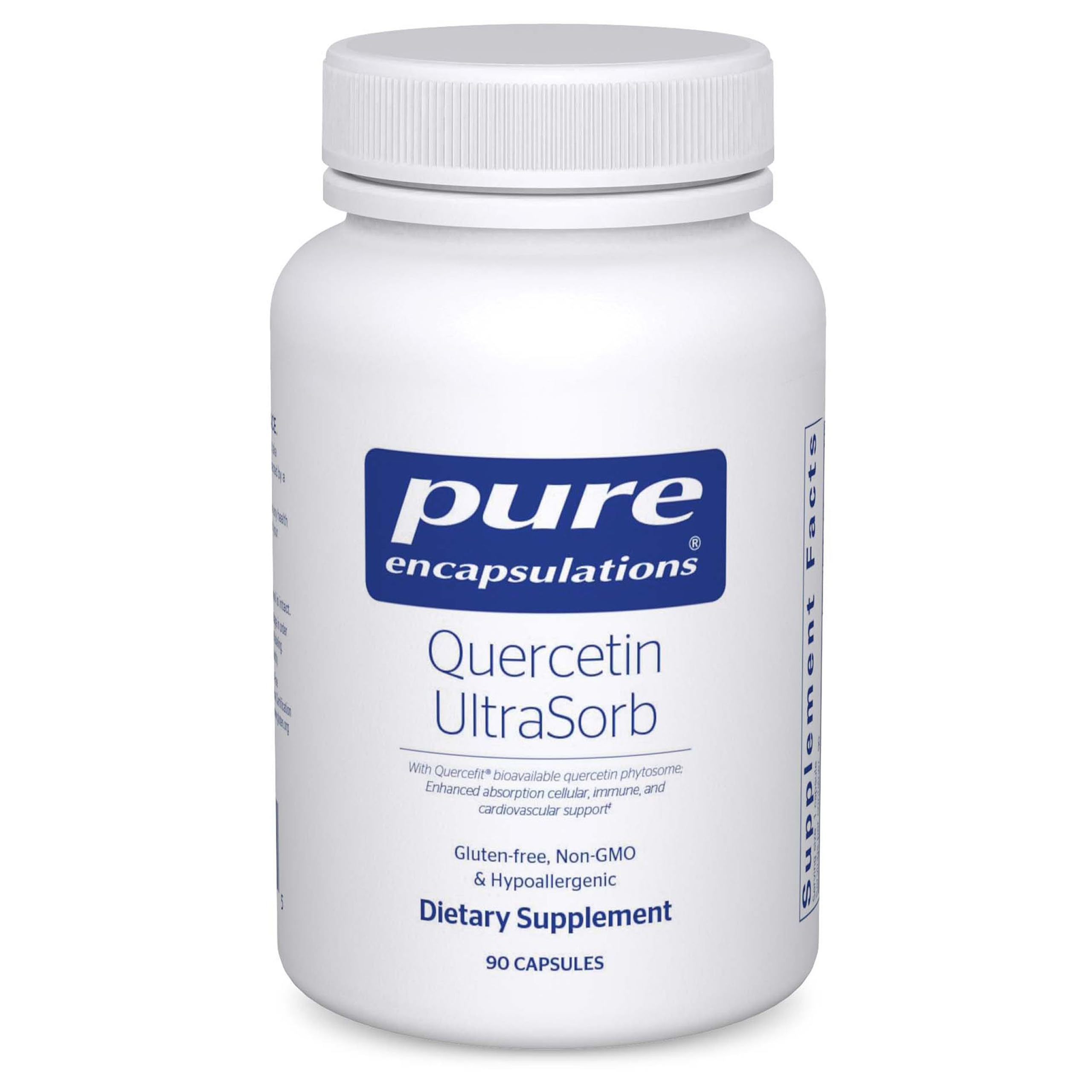 Pure Encapsulations Quercetin UltraSorb bottle on shelf, ready for daily use.