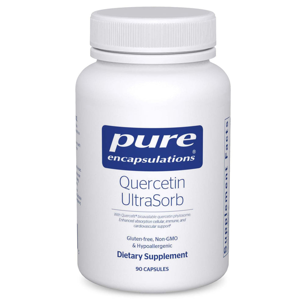 Pure Encapsulations Quercetin UltraSorb bottle on shelf, ready for daily use.
