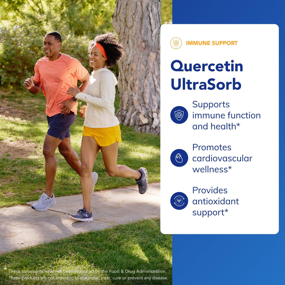 Close-up of Quercetin UltraSorb label showing ingredients and purity.