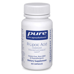 Pure Encapsulations R-Lipoic Acid (Stabilized) bottle signals premium antioxidant support for wellness.