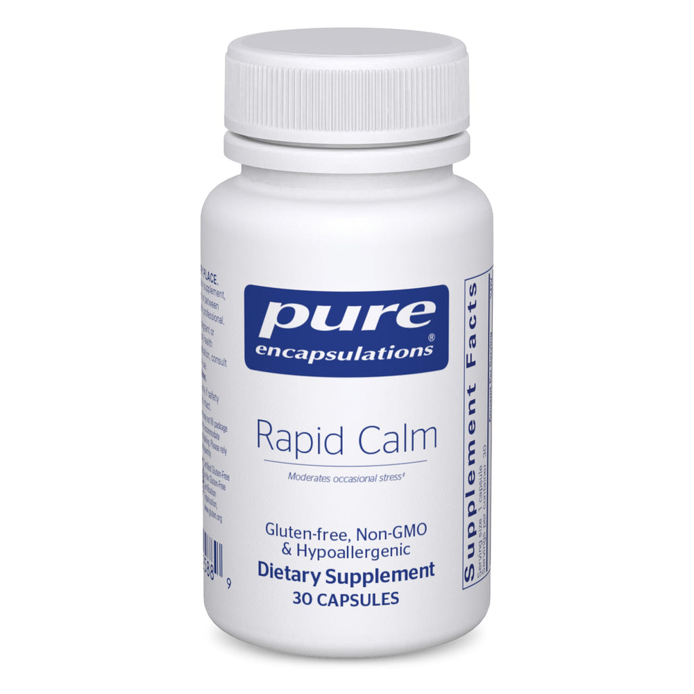 Pure Encapsulations Rapid Calm bottle ready for daily stress support and mindful balance.