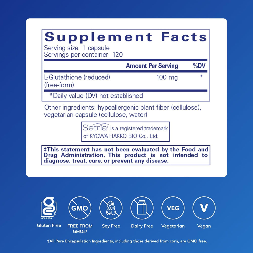 Pure Encapsulations Reduced Glutathione capsules close-up for daily use