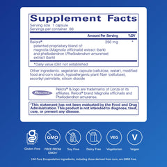 Relora capsules closeup highlighting hypoallergenic calm-support formula.