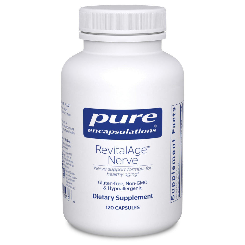 Pure Encapsulations Revita-Age Nerve bottle with capsules supports healthy nerve function.