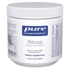 Pure Encapsulations Ribose bottle on white, showcasing convenient pre/post workout energy support.