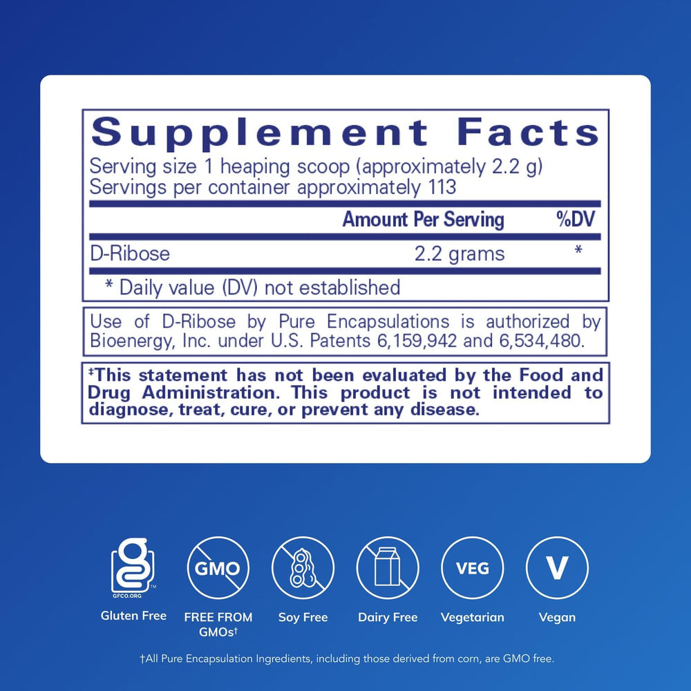 Pure Encapsulations Ribose powder dispense demonstrates easy-to-use energy recovery.