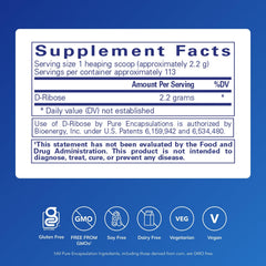 Pure Encapsulations Ribose powder dispense demonstrates easy-to-use energy recovery.