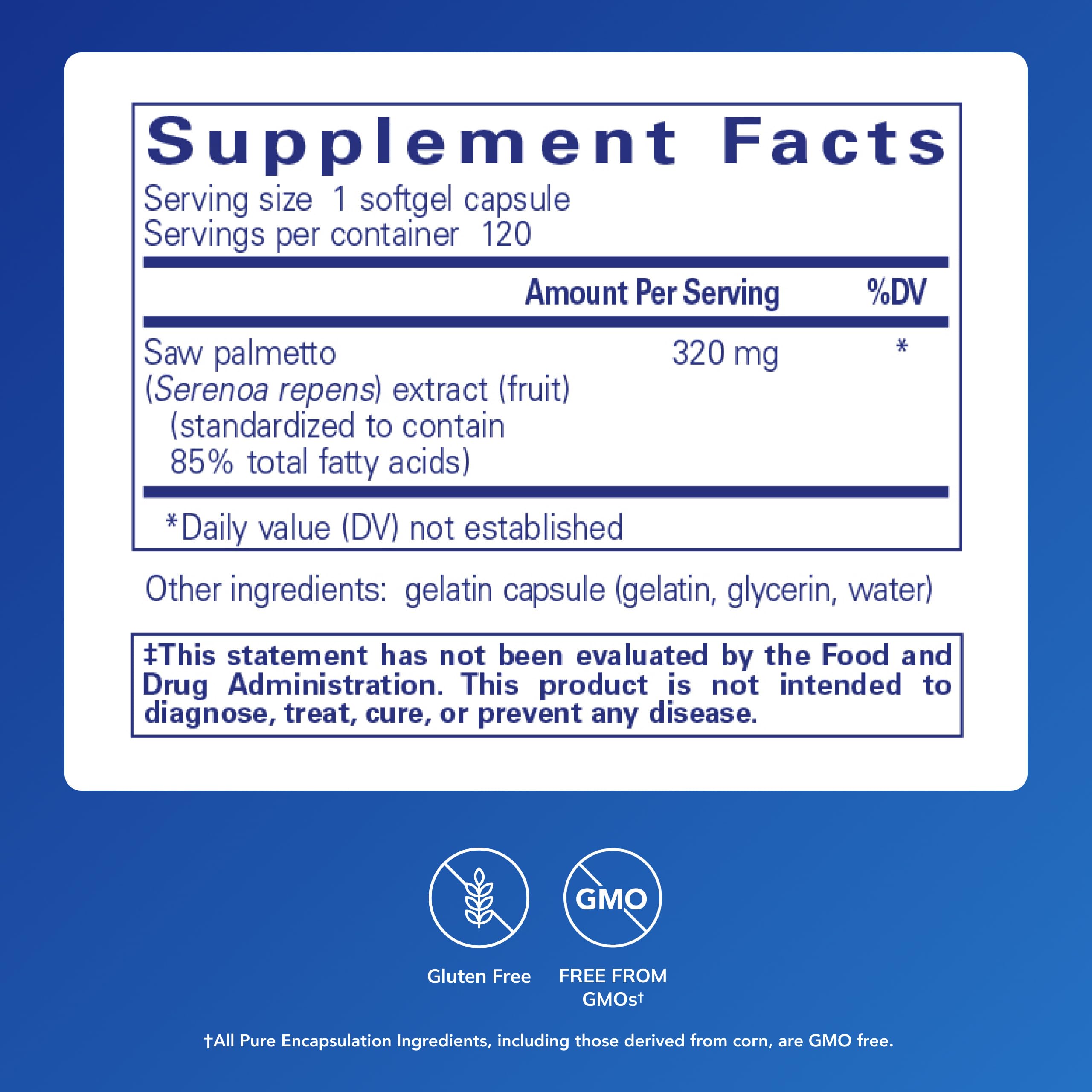 Pure Encapsulations Saw Palmetto 320 softgels for daily urinary wellness
