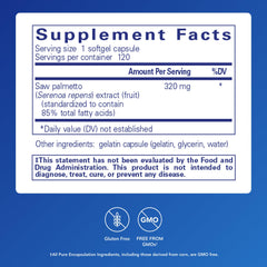 Pure Encapsulations Saw Palmetto 320 softgels for daily urinary wellness
