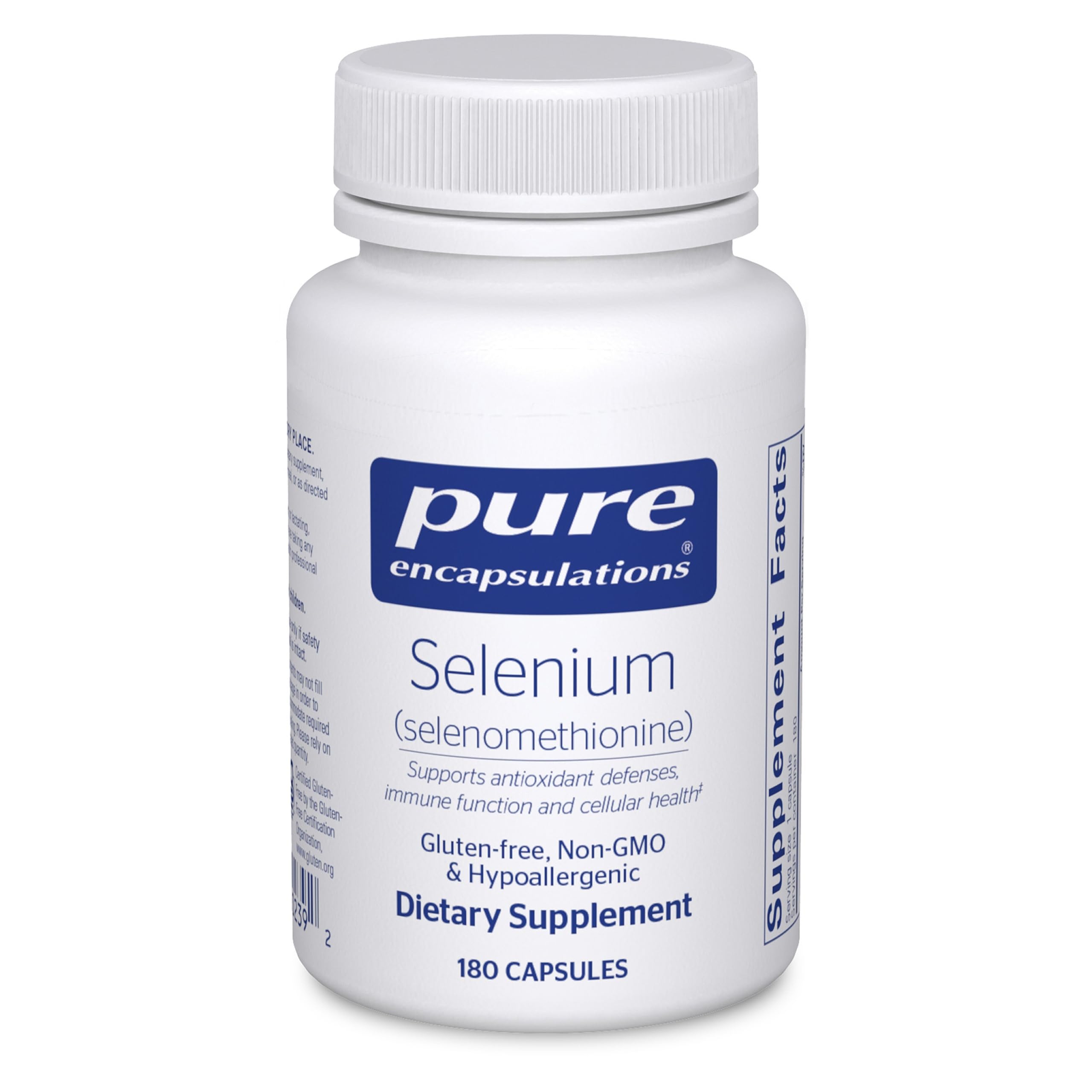 Pure Encapsulations Selenium bottle front with vegan capsules for daily immune support