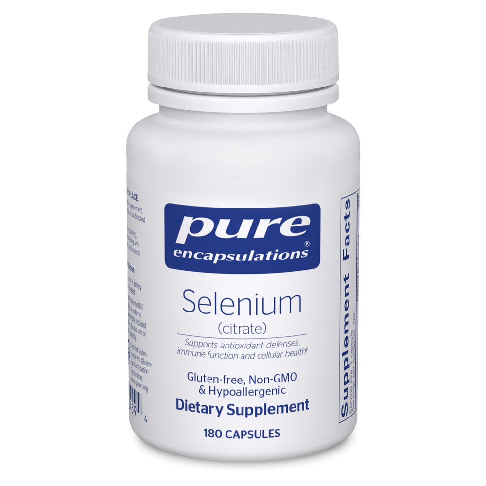 Pure Encapsulations Selenium Citrate bottle supports immune health and cellular balance.