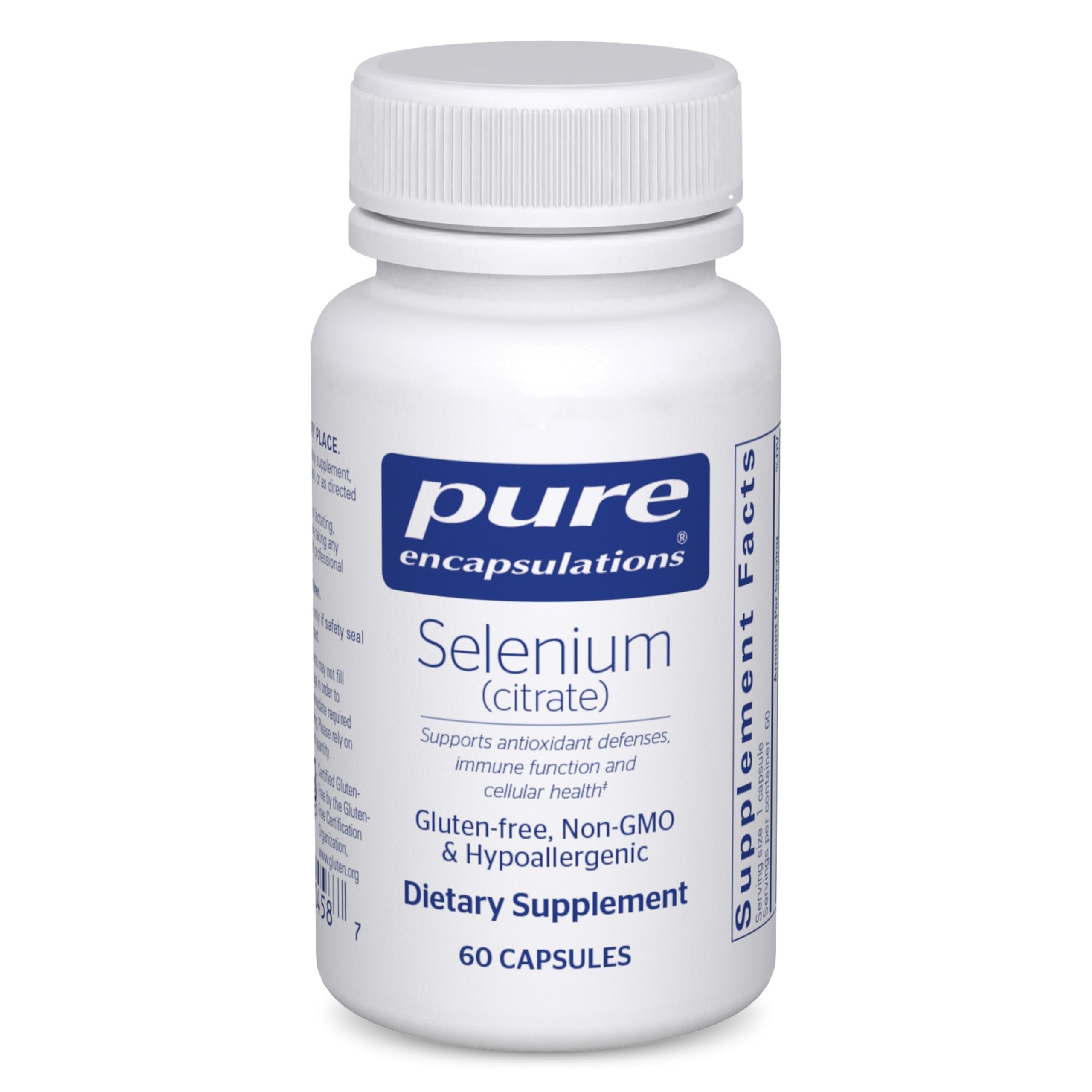 Pure Encapsulations Selenium Citrate capsules – close-up, supporting immune function.