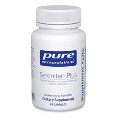 Pure Encapsulations Sereniten Plus bottle pour promoting relaxation and immune support.
