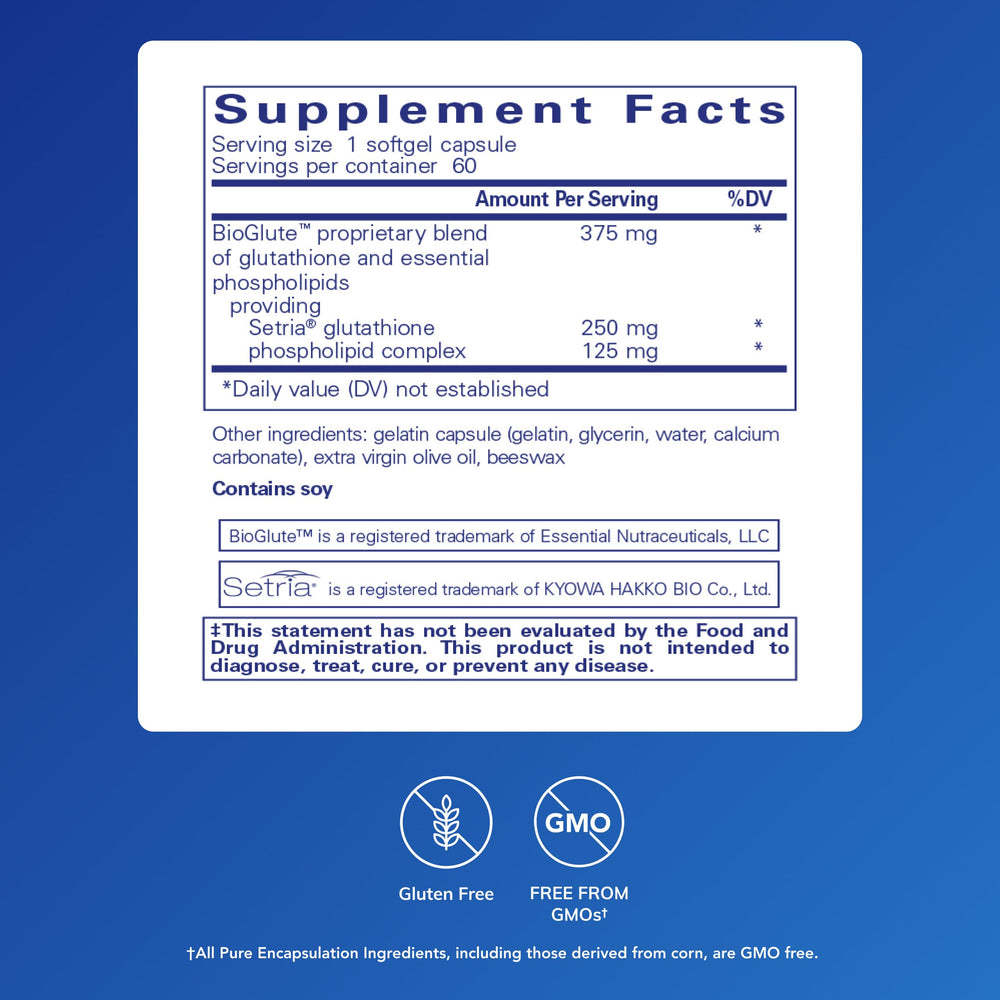 Setria Glutathione ingredient label highlights premium antioxidant ingredient