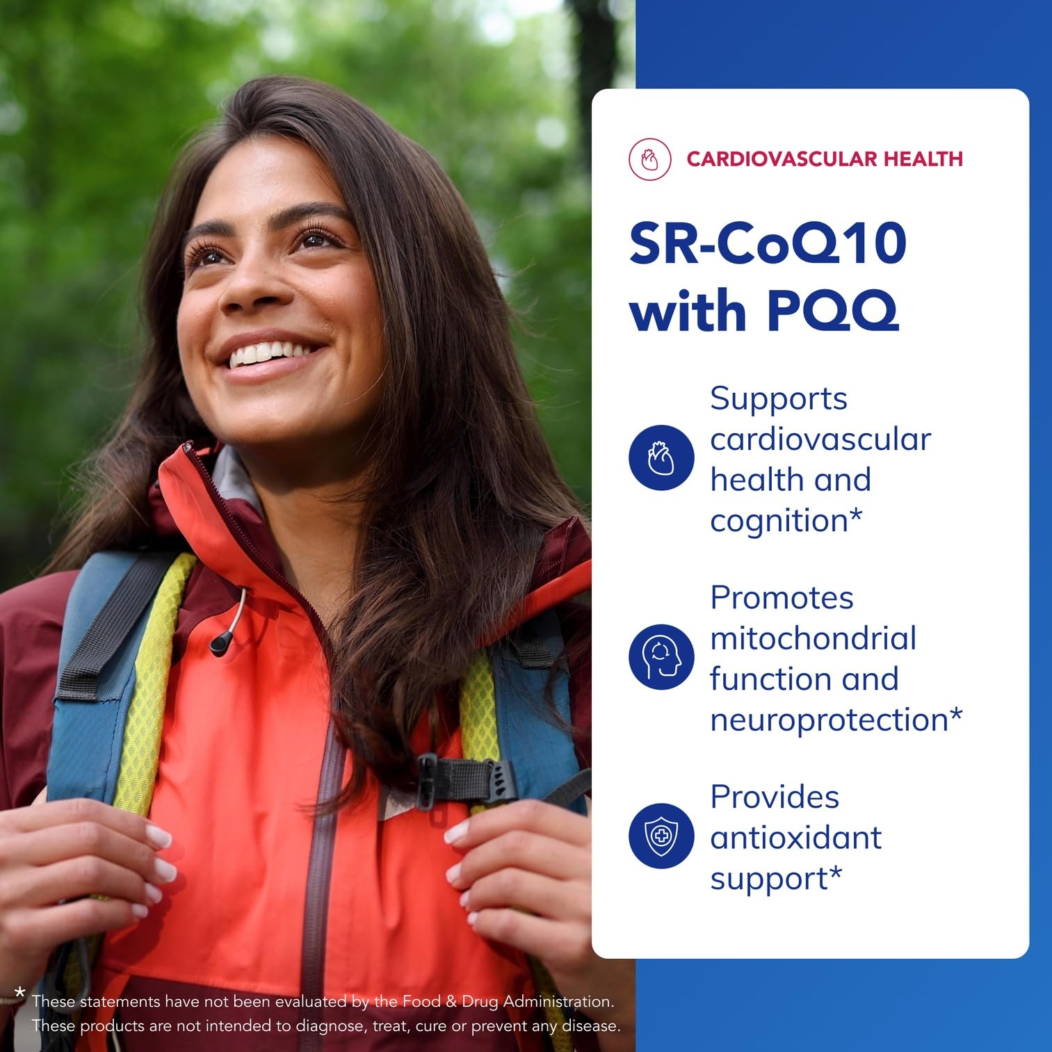 Pure Encapsulations SR-CoQ10 with PQQ label highlighting gluten-free and non-GMO features