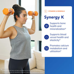 Pure Encapsulations Synergy K with D3 capsules highlighting vitamin D3 benefits.